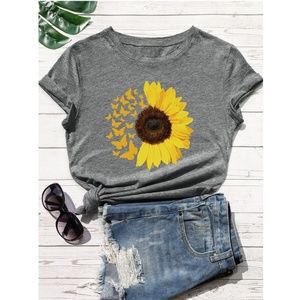 Sunflower Printed Gray Tee Shirt Graphic